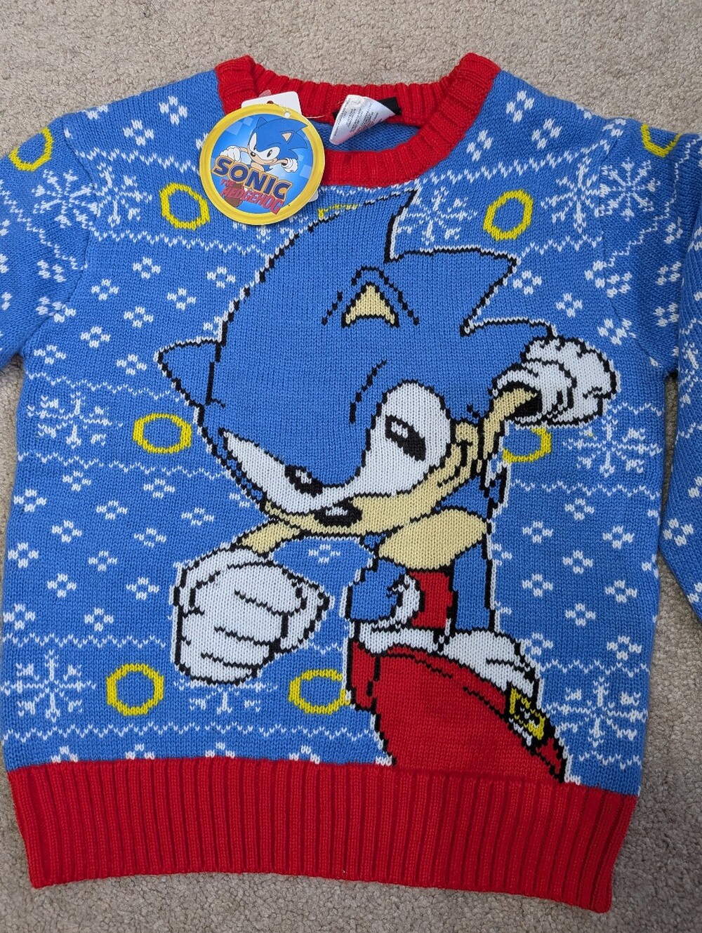 Sonic the Hedgehog Blue Knit Sweater with Red Trim